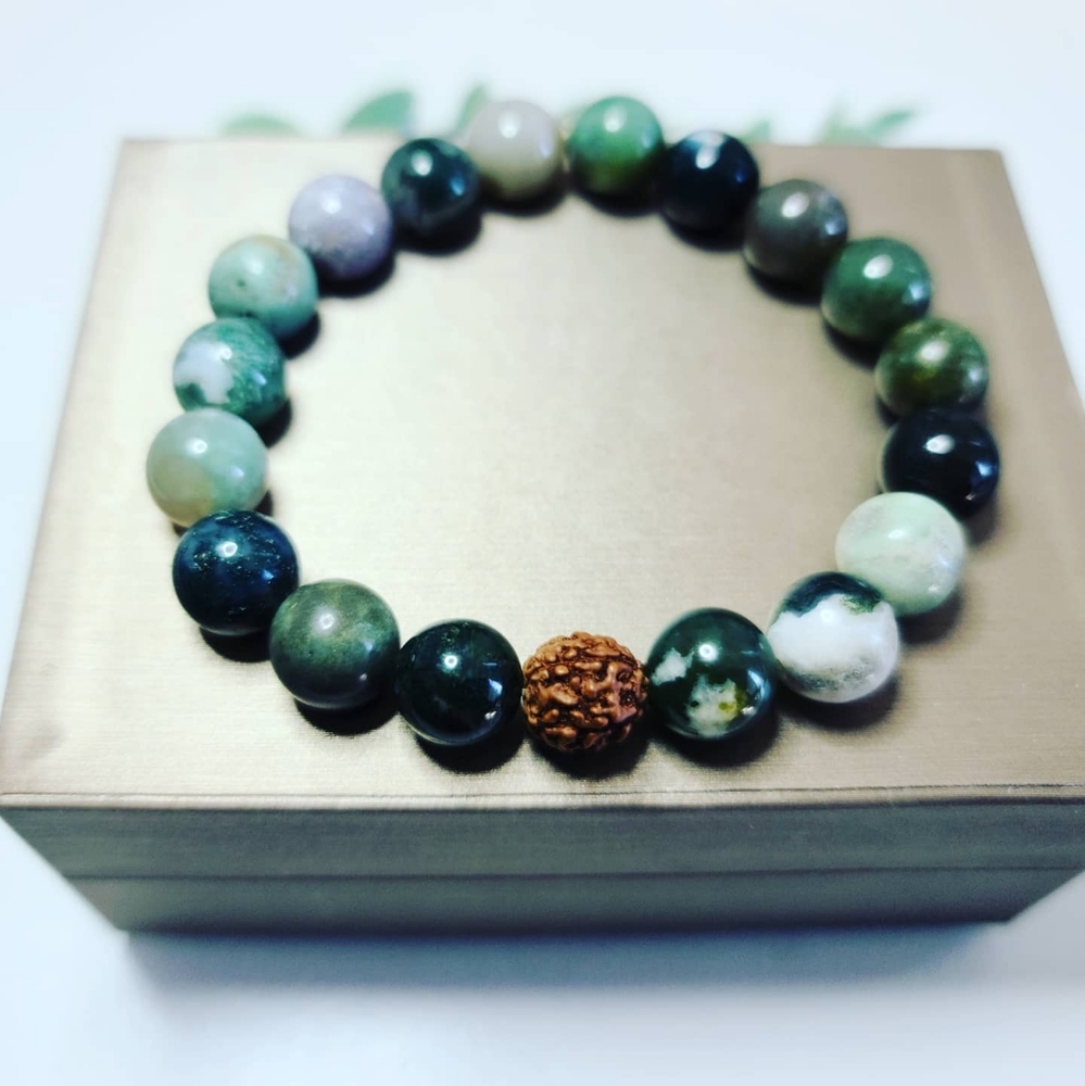 Rudraksha bead Green Jasper Bracelet